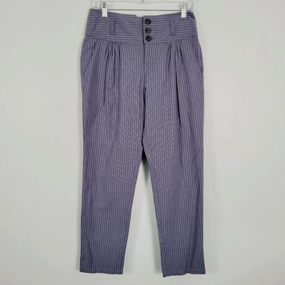 SUNDANCE Amelia Trouser Linen Blend‎ Striped Pants Size 2 - Picture 2 of 5